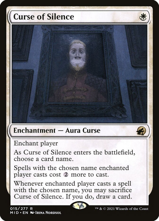 This Is An Image Of The Magic The Gathering Card Curse of Silence From The Set Innistrad: Midnight Hunt - Designed By Artist Irina Nordsol