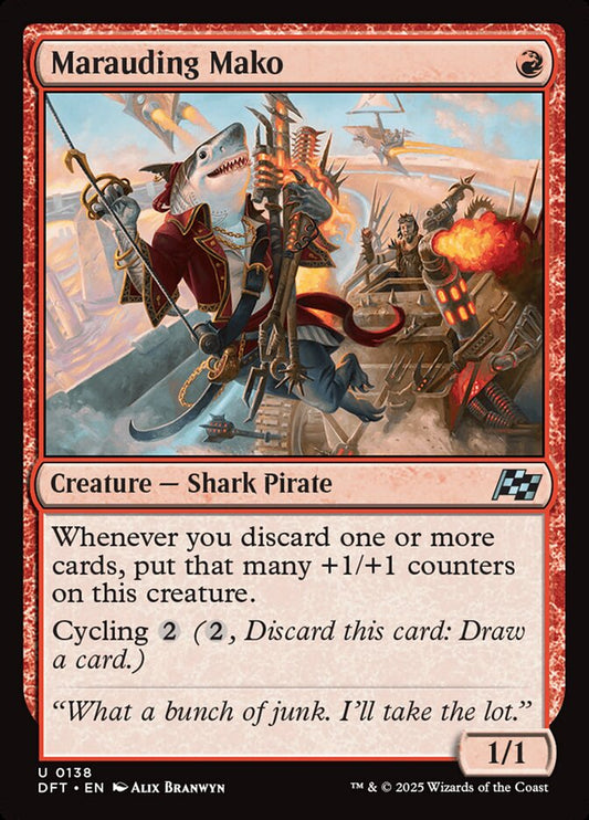 This Is An Image Of The Magic The Gathering Card Marauding Mako From The Set Aetherdrift - Designed By Artist Alix Branwyn