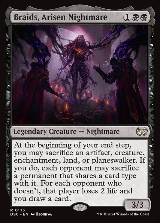 This Is An Image Of The Magic The Gathering Card Braids, Arisen Nightmare From The Set Duskmourn: House of Horror Commander - Designed By Artist Heonhwa Choe