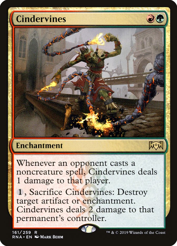 This Is An Image Of The Magic The Gathering Card Cindervines From The Set Ravnica Remastered - Designed By Artist Mark Behm