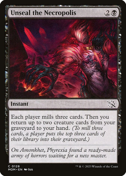 This Is An Image Of The Magic The Gathering Card Unseal the Necropolis From The Set March of the Machine - Designed By Artist Isis
