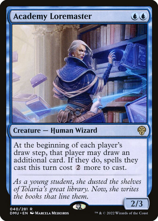 This Is An Image Of The Magic The Gathering Card Academy Loremaster From The Set Dominaria United - Designed By Artist Marcela Medeiros