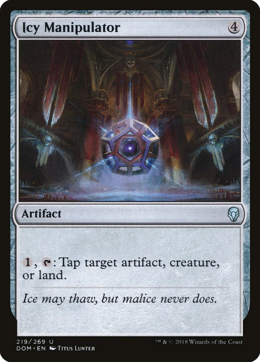 This Is An Image Of The Magic The Gathering Card Icy Manipulator From The Set Dominaria Remastered - Designed By Artist Matt Cavotta