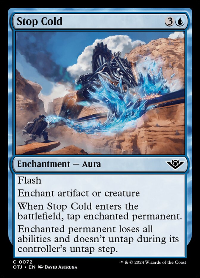This Is An Image Of The Magic The Gathering Card Stop Cold From The Set Outlaws of Thunder Junction - Designed By Artist David Astruga