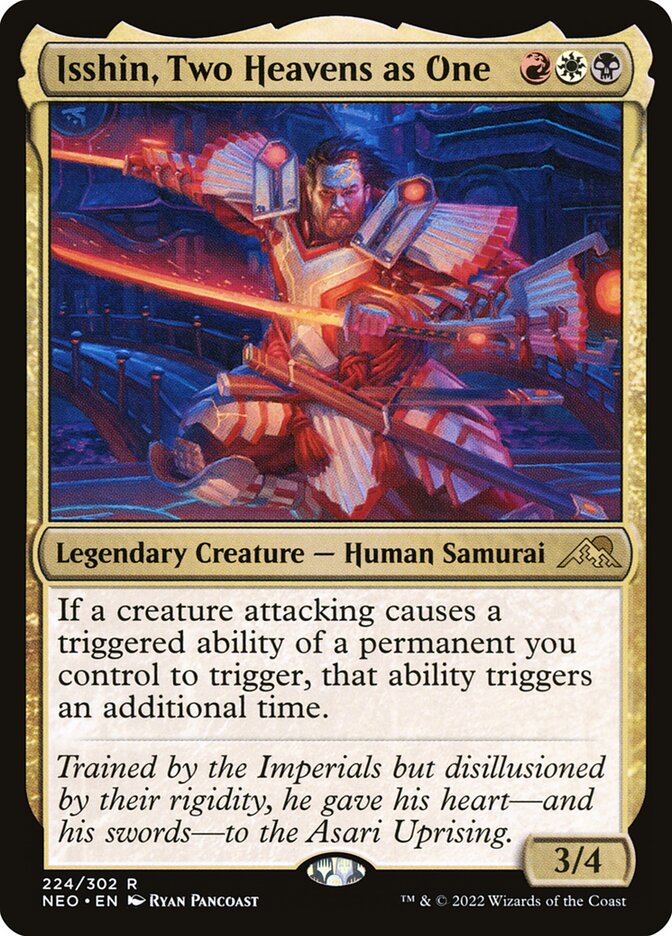 This Is An Image Of The Magic The Gathering Card Isshin, Two Heavens as One From The Set Kamigawa: Neon Dynasty - Designed By Artist Ryan Pancoast