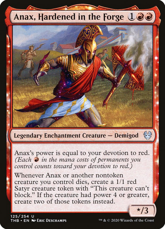 This Is An Image Of The Magic The Gathering Card Anax, Hardened in the Forge From The Set Commander Masters - Designed By Artist Eric Deschamps