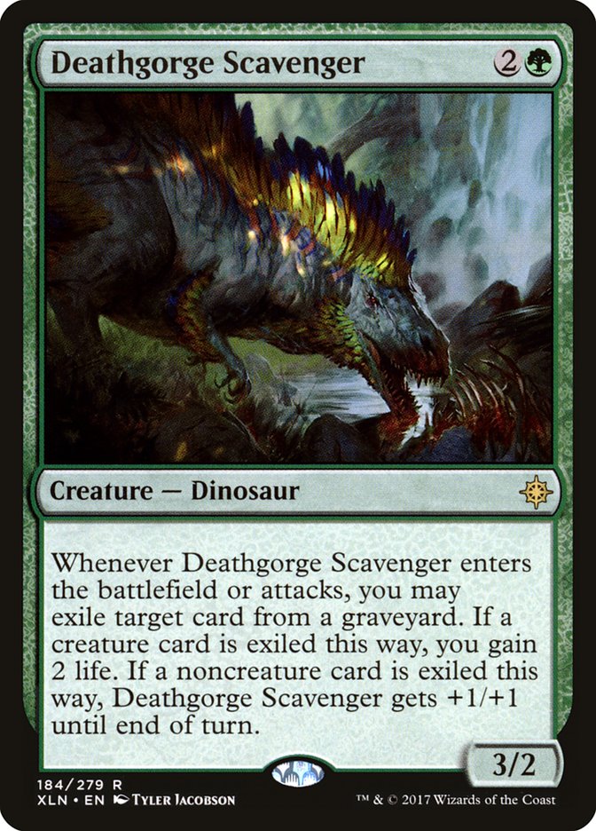 This Is An Image Of The Magic The Gathering Card Deathgorge Scavenger From The Set The Lost Caverns of Ixalan Commander - Designed By Artist Tyler Jacobson