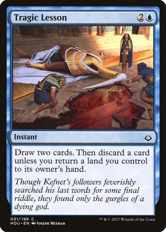 This Is An Image Of The Magic The Gathering Card Tragic Lesson From The Set Hour of Devastation - Designed By Artist Joseph Meehan