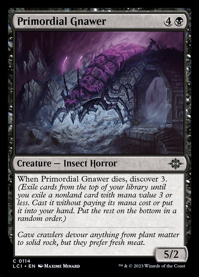This Is An Image Of The Magic The Gathering Card Primordial Gnawer From The Set The Lost Caverns of Ixalan - Designed By Artist Maxime Minard