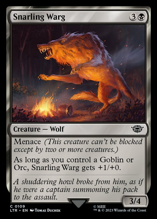 This Is An Image Of The Magic The Gathering Card Snarling Warg From The Set The Lord of the Rings: Tales of Middle-earth - Designed By Artist Tomas Duchek