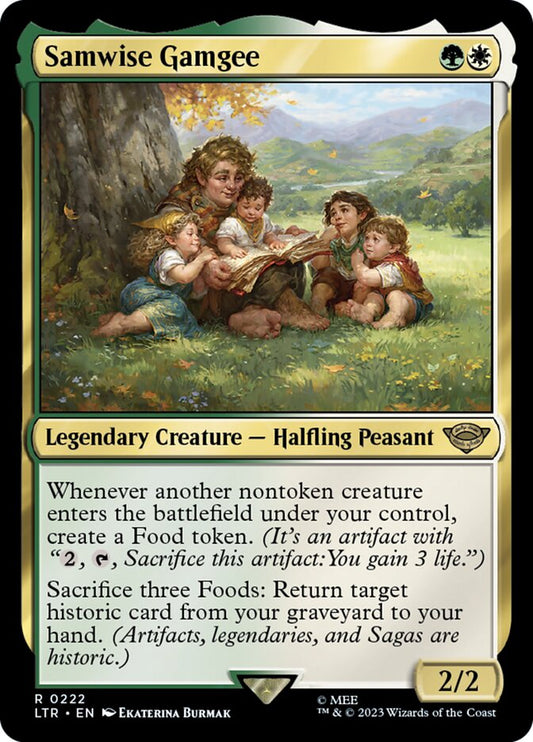 This Is An Image Of The Magic The Gathering Card Samwise Gamgee From The Set The Lord of the Rings: Tales of Middle-earth - Designed By Artist Ekaterina Burmak