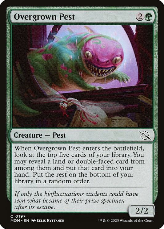 This Is An Image Of The Magic The Gathering Card Overgrown Pest From The Set March of the Machine - Designed By Artist Eelis Kyttanen