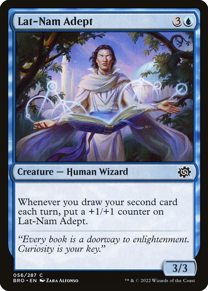 This Is An Image Of The Magic The Gathering Card Lat-Nam Adept From The Set The Brothers' War - Designed By Artist Zara Alfonso
