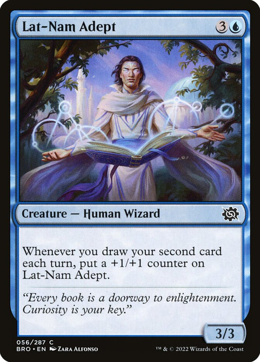 This Is An Image Of The Magic The Gathering Card Lat-Nam Adept From The Set The Brothers' War - Designed By Artist Zara Alfonso