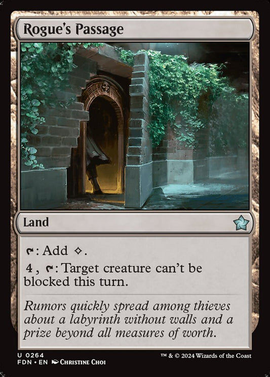 This Is An Image Of The Magic The Gathering Card Rogue's Passage From The Set Foundations - Designed By Artist Christine Choi