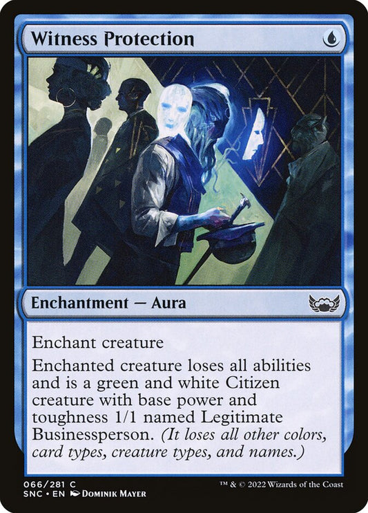 This Is An Image Of The Magic The Gathering Card Witness Protection From The Set Foundations - Designed By Artist Dominik Mayer