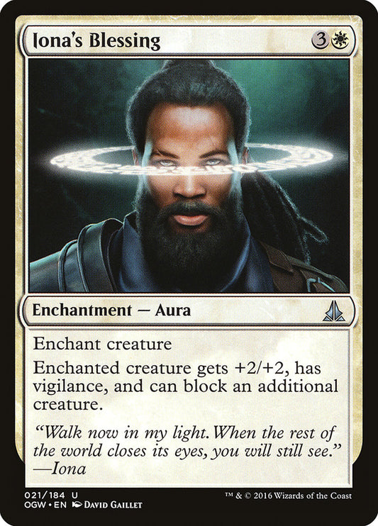 This Is An Image Of The Magic The Gathering Card Iona's Blessing From The Set Oath of the Gatewatch - Designed By Artist David Gaillet