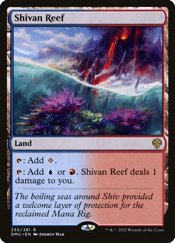 This Is An Image Of The Magic The Gathering Card Shivan Reef From The Set Tarkir: Dragonstorm Commander - Designed By Artist Andrew Mar