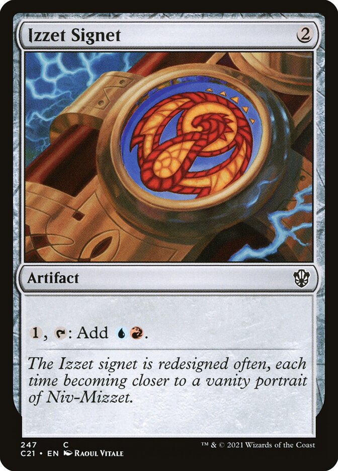 This Is An Image Of The Magic The Gathering Card Izzet Signet From The Set Tarkir: Dragonstorm Commander - Designed By Artist Raoul Vitale