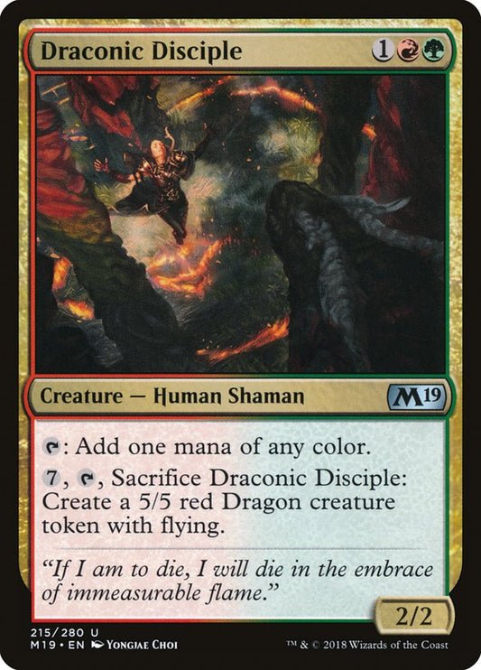 This Is An Image Of The Magic The Gathering Card Draconic Disciple From The Set Core Set 2019 - Designed By Artist Yongjae Choi