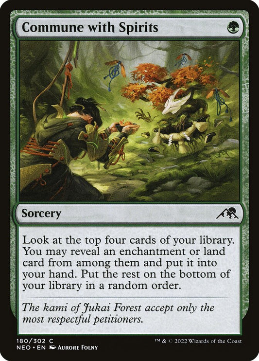 This Is An Image Of The Magic The Gathering Card Commune with Spirits From The Set Kamigawa: Neon Dynasty - Designed By Artist Aurore Folny