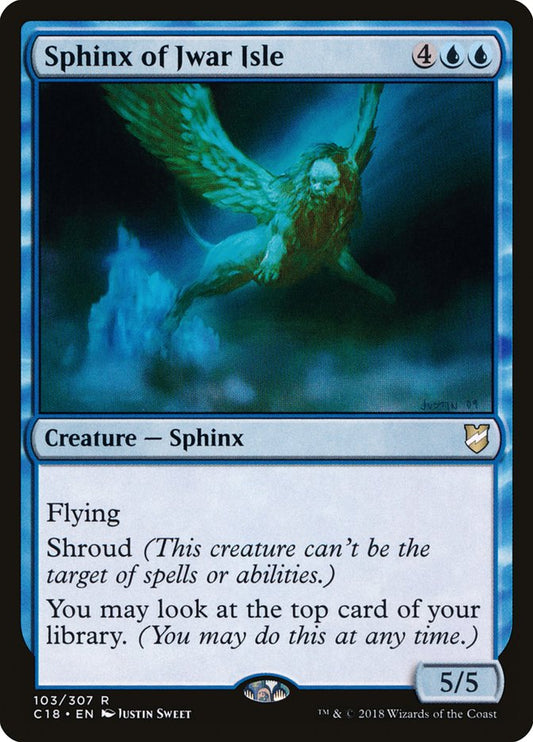 This Is An Image Of The Magic The Gathering Card Sphinx of Jwar Isle From The Set Commander 2018 - Designed By Artist Justin Sweet