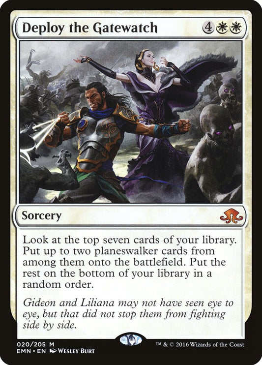 This Is An Image Of The Magic The Gathering Card Deploy the Gatewatch From The Set Commander Masters - Designed By Artist Wesley Burt