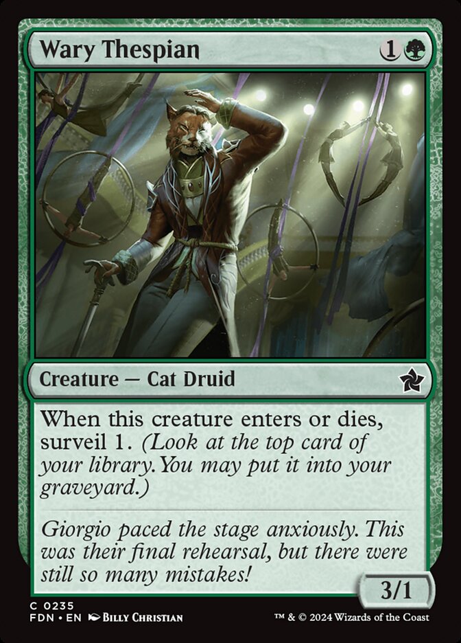 This Is An Image Of The Magic The Gathering Card Wary Thespian From The Set Foundations - Designed By Artist Billy Christian