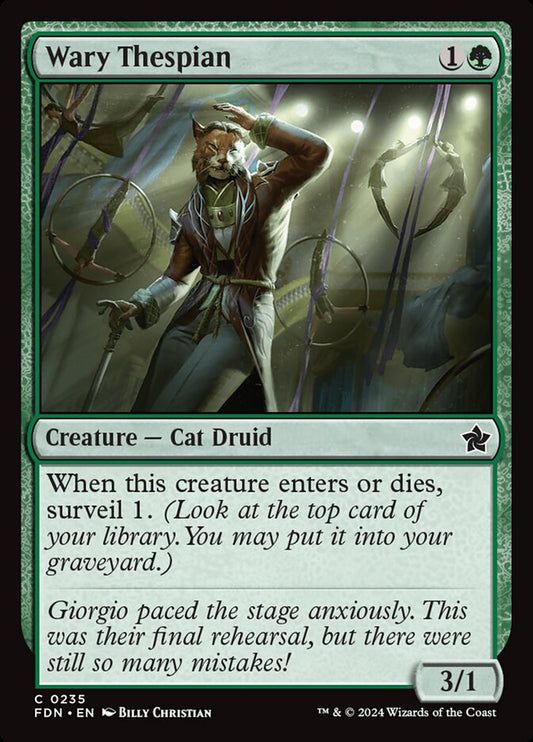This Is An Image Of The Magic The Gathering Card Wary Thespian From The Set Foundations - Designed By Artist Billy Christian