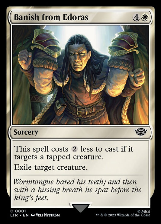 This Is An Image Of The Magic The Gathering Card Banish from Edoras From The Set The Lord of the Rings: Tales of Middle-earth - Designed By Artist Veli Nyström