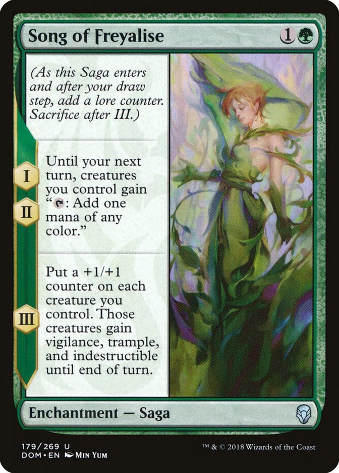 This Is An Image Of The Magic The Gathering Card Song of Freyalise From The Set Dominaria - Designed By Artist Min Yum