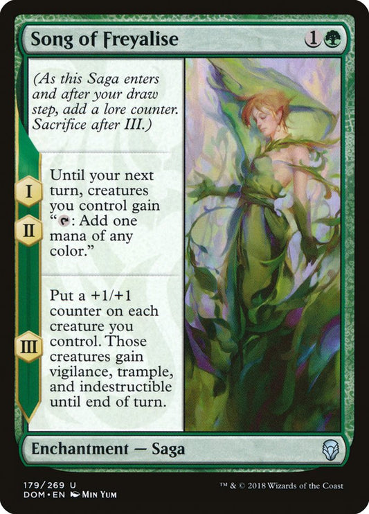 This Is An Image Of The Magic The Gathering Card Song of Freyalise From The Set Dominaria - Designed By Artist Min Yum