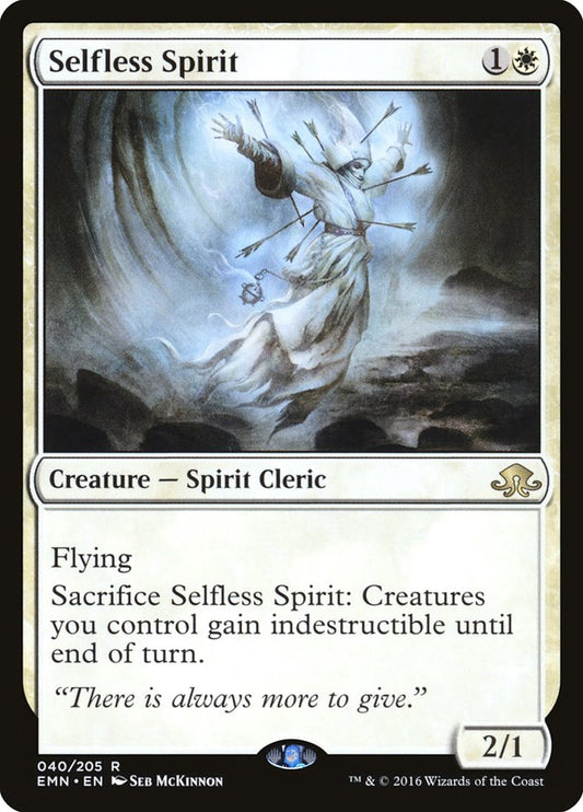 This Is An Image Of The Magic The Gathering Card Selfless Spirit From The Set Tarkir: Dragonstorm Commander - Designed By Artist Seb McKinnon