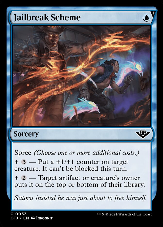 This Is An Image Of The Magic The Gathering Card Jailbreak Scheme From The Set Outlaws of Thunder Junction - Designed By Artist Inkognit