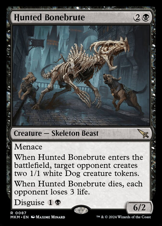 This Is An Image Of The Magic The Gathering Card Hunted Bonebrute From The Set Murders at Karlov Manor - Designed By Artist Maxime Minard