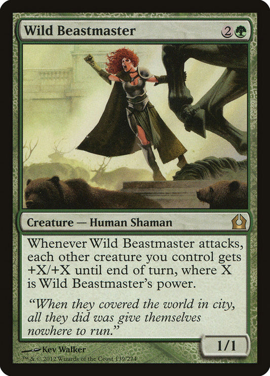 This Is An Image Of The Magic The Gathering Card Wild Beastmaster From The Set Midnight Hunt Commander - Designed By Artist Kev Walker