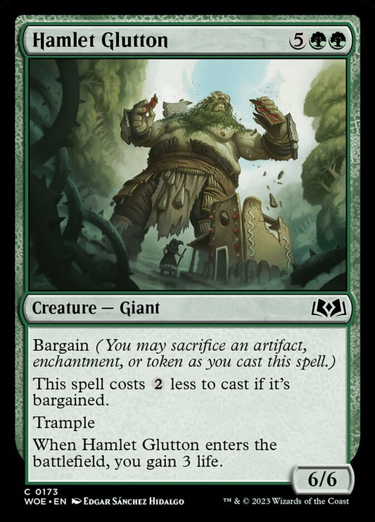 This Is An Image Of The Magic The Gathering Card Hamlet Glutton From The Set Wilds of Eldraine - Designed By Artist Edgar Sánchez Hidalgo