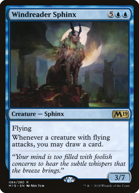 This Is An Image Of The Magic The Gathering Card Windreader Sphinx From The Set Jumpstart - Designed By Artist Min Yum