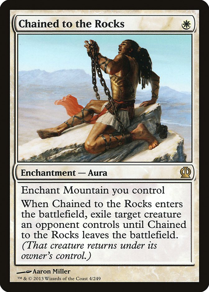 This Is An Image Of The Magic The Gathering Card Chained to the Rocks From The Set Theros - Designed By Artist Aaron Miller