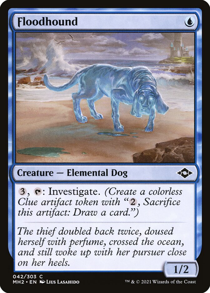 This Is An Image Of The Magic The Gathering Card Floodhound From The Set Modern Horizons 2 - Designed By Artist Lius Lasahido
