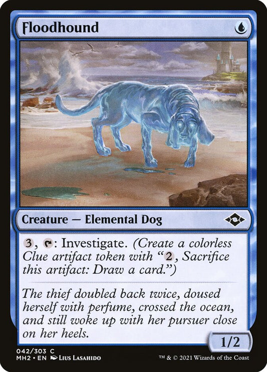 This Is An Image Of The Magic The Gathering Card Floodhound From The Set Modern Horizons 2 - Designed By Artist Lius Lasahido
