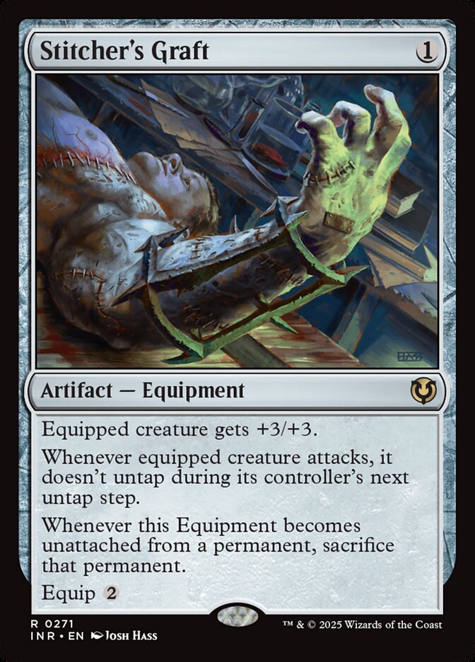 This Is An Image Of The Magic The Gathering Card Stitcher's Graft From The Set Innistrad Remastered - Designed By Artist Josh Hass