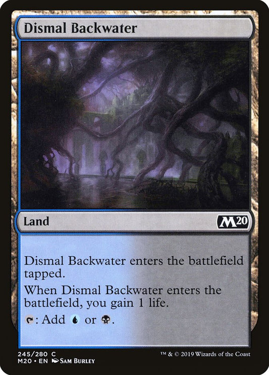 This Is An Image Of The Magic The Gathering Card Dismal Backwater From The Set Tarkir: Dragonstorm - Designed By Artist Alayna Danner