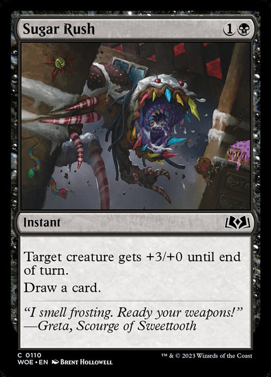This Is An Image Of The Magic The Gathering Card Sugar Rush From The Set Wilds of Eldraine - Designed By Artist Brent Hollowell