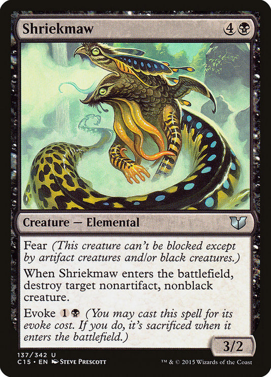 This Is An Image Of The Magic The Gathering Card Shriekmaw From The Set Murders at Karlov Manor Commander - Designed By Artist Steve Prescott