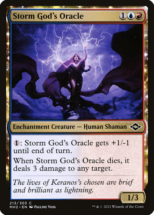 This Is An Image Of The Magic The Gathering Card Storm God's Oracle From The Set Modern Horizons 2 - Designed By Artist Pauline Voss