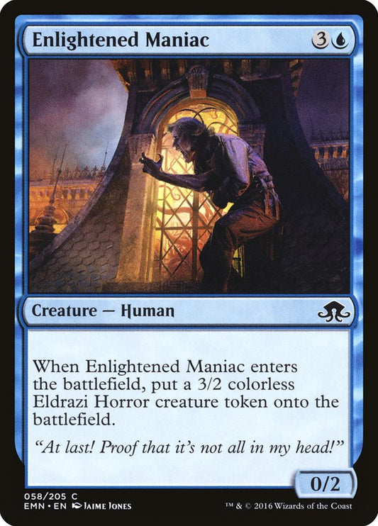 This Is An Image Of The Magic The Gathering Card Enlightened Maniac From The Set Eldritch Moon - Designed By Artist Jaime Jones