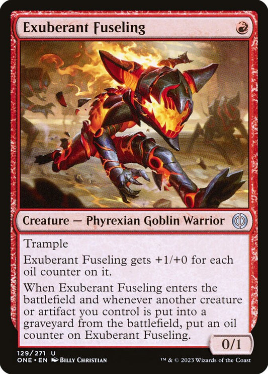 This Is An Image Of The Magic The Gathering Card Exuberant Fuseling From The Set Phyrexia: All Will Be One - Designed By Artist Billy Christian