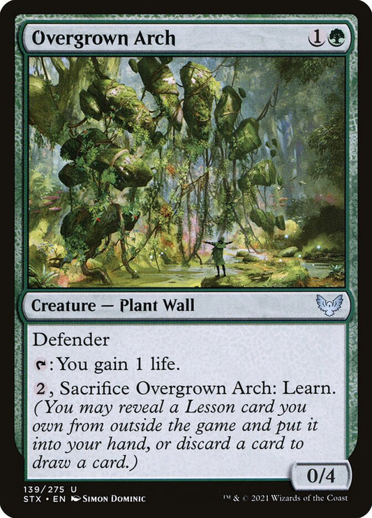 This Is An Image Of The Magic The Gathering Card Overgrown Arch From The Set Strixhaven: School of Mages - Designed By Artist Simon Dominic