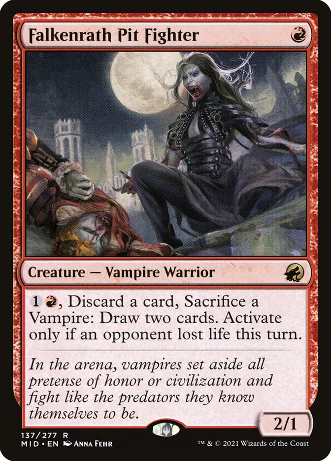 This Is An Image Of The Magic The Gathering Card Falkenrath Pit Fighter From The Set Innistrad: Midnight Hunt - Designed By Artist Anna Fehr